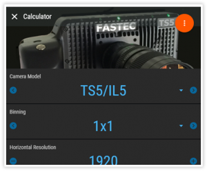 Use the Fastec Camera Calculator App to help decide the best high speed camera settings for your high speed application
