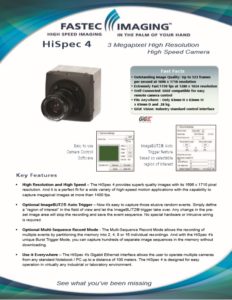 Fastec Imaging HiSpec 4 high speed camera datasheet with camera features and specifications