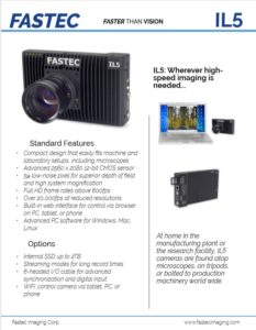 Fastec Imaging IL5 high speed camera datasheet with camera features and specifications