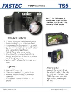 Fastec Imaging TS5 high speed camera datasheet with camera features and specifications