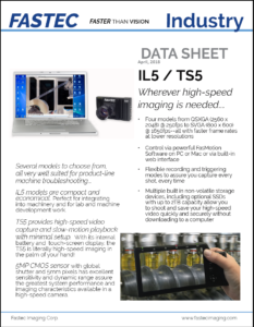 Fastec Imaging IL5 high speed camera datasheet for industrial applications: machinery troubleshooting and slow motion analysis