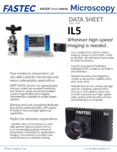 Fastec IL5 and TS5 high speed cameras datasheet for microscopy applications and slow motion analysis