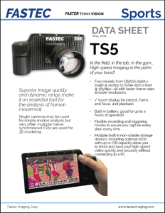 Fastec Imaging TS5 high speed cameras datasheet for sports applications: racing, athlete performance and movement, biomechanics