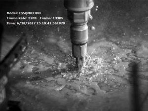 Water cutting tool filmed in slow motion with Fastec high speed camera