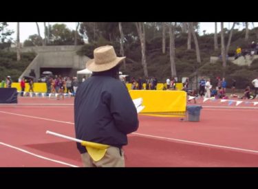 Woman throwing a javelin at athletic competition filmed in slow motion with Fastec high speed camera