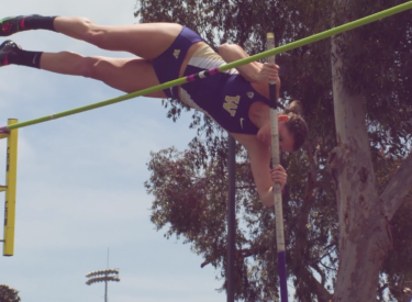 Pole Vault athlete filmed in slow motion with a Fastec TS5 high speed camera for body movement, athletic performance, and biomechanics analysis