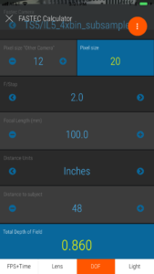 Use the Fastec Camera Calculator App to set up depth of field